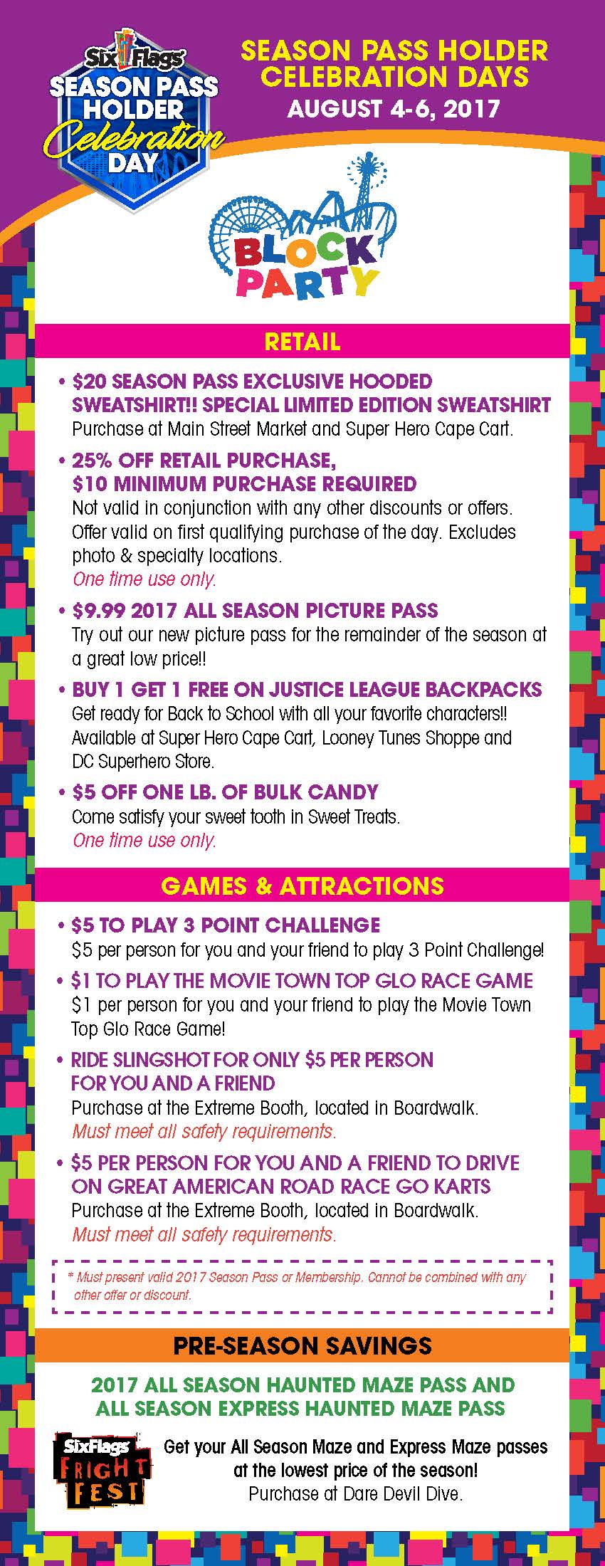 Six flags pass holder