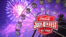 Fireworks behind Giant Wheel at Six Flags Great Escape during Coca-Cola July 4th Fest