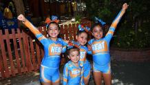 group of girl cheerleaders smiling