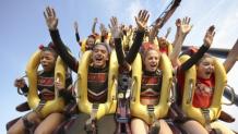 Cheer leading group on BATWING Coaster during Fall Cheer Extravaganza Cheer leading group on BATWING Coaster during Fall Cheer Extravaganza