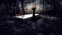 Hand coming out of coffin