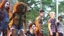 Ghouls, ghosts and goblins assemble on the stage for the start of Fright Fest