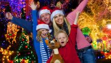 Family in holiday attire