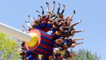 Kids riding Extreme Supernova at Six Flags Great Escape