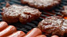 Burgers and Hot Dogs on Grill Burgers and Hot Dogs on Grill