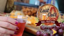 last call fall festival logo with hand and wine glass with grapes and cheese