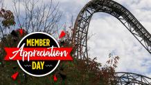 Fall Leaves and Goliath in Background with Member Appreciation Logo