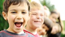 Smiling Kids in Line Smiling Kids in Line