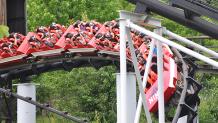 Riders wearing virtual reality headsets on Ninja