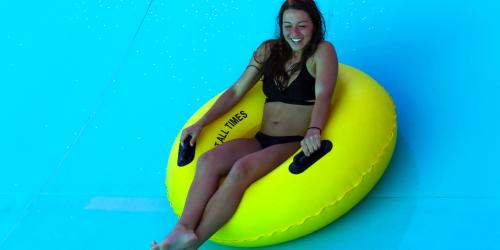 Girl in tube on Honolulu Halfpipe