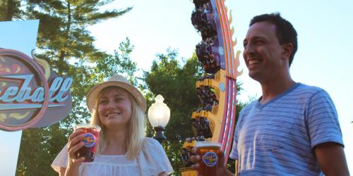 Couple enjoying Food and Brew Festival at Six Flags New England