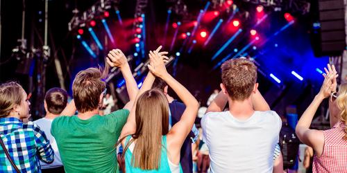 Band playing with fans