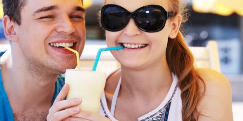 Couple enjoying a cocktail at Six Flags Food and Brew Fesitval
