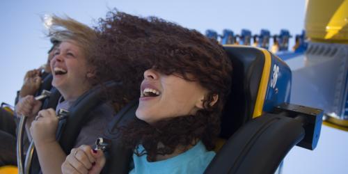 Hair flying in your face flying through the air