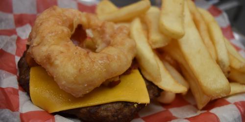 Fast Eddie’s Donut Burger from Food and Brew Festival at Six Flags New England