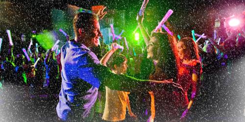 Couple dancing in foam party