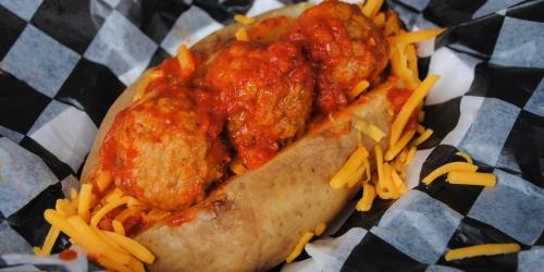 Meatball Stuffed Baked Potato
