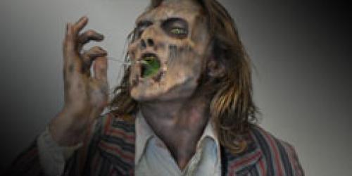 ghoul eating at ghoulish grub at the pub
