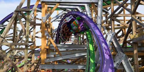 Barrel roll section of The Joker ride.