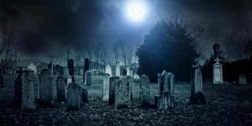 Cemetery at night
