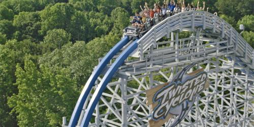 Twisted Cyclone roller coaster drop