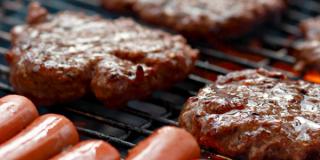 Burgers and Hot Dogs on Grill Burgers and Hot Dogs on Grill
