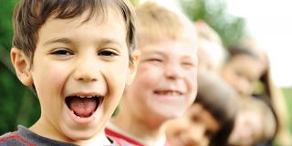 Smiling Kids in Line Smiling Kids in Line