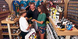 A family selecting souvenirs A family selecting souvenirs